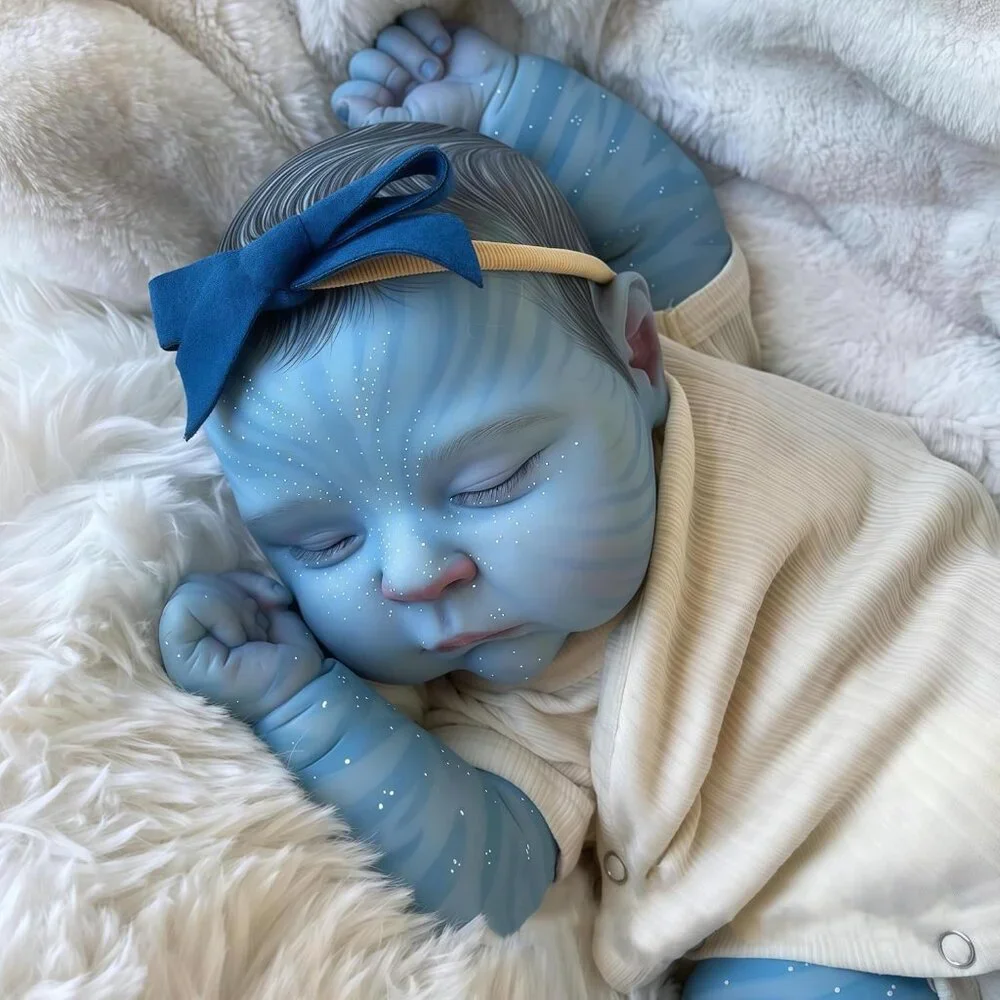 💫 Reborn Baby Doll Blue Skin Realistic Sleeping Soft Cloth Body Complete Toy